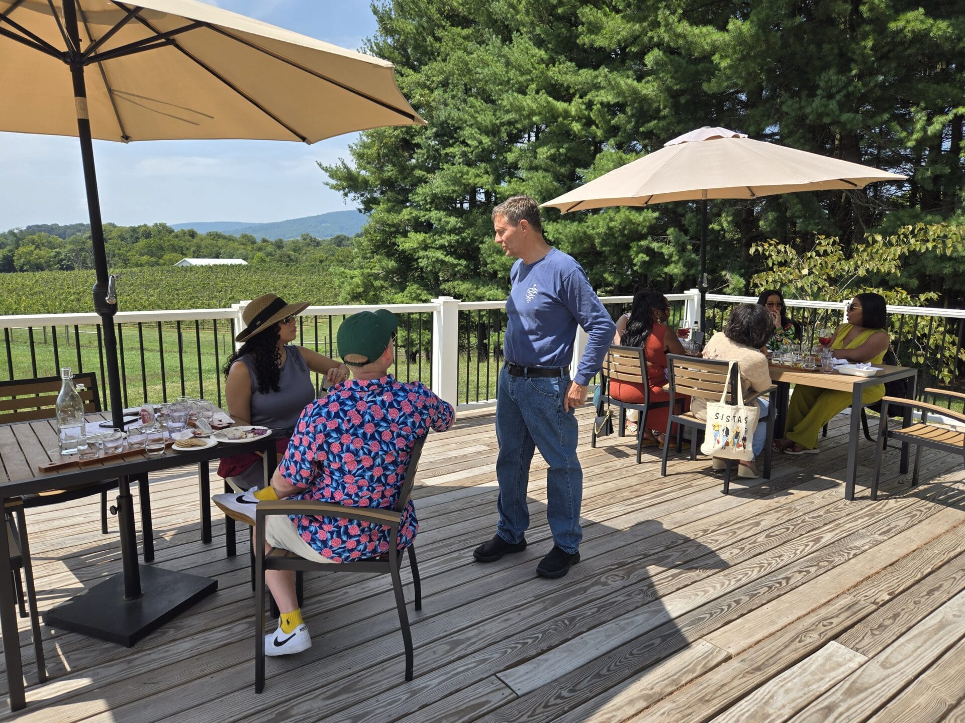 Vineyard Voyages tour bus or happy group of guests
