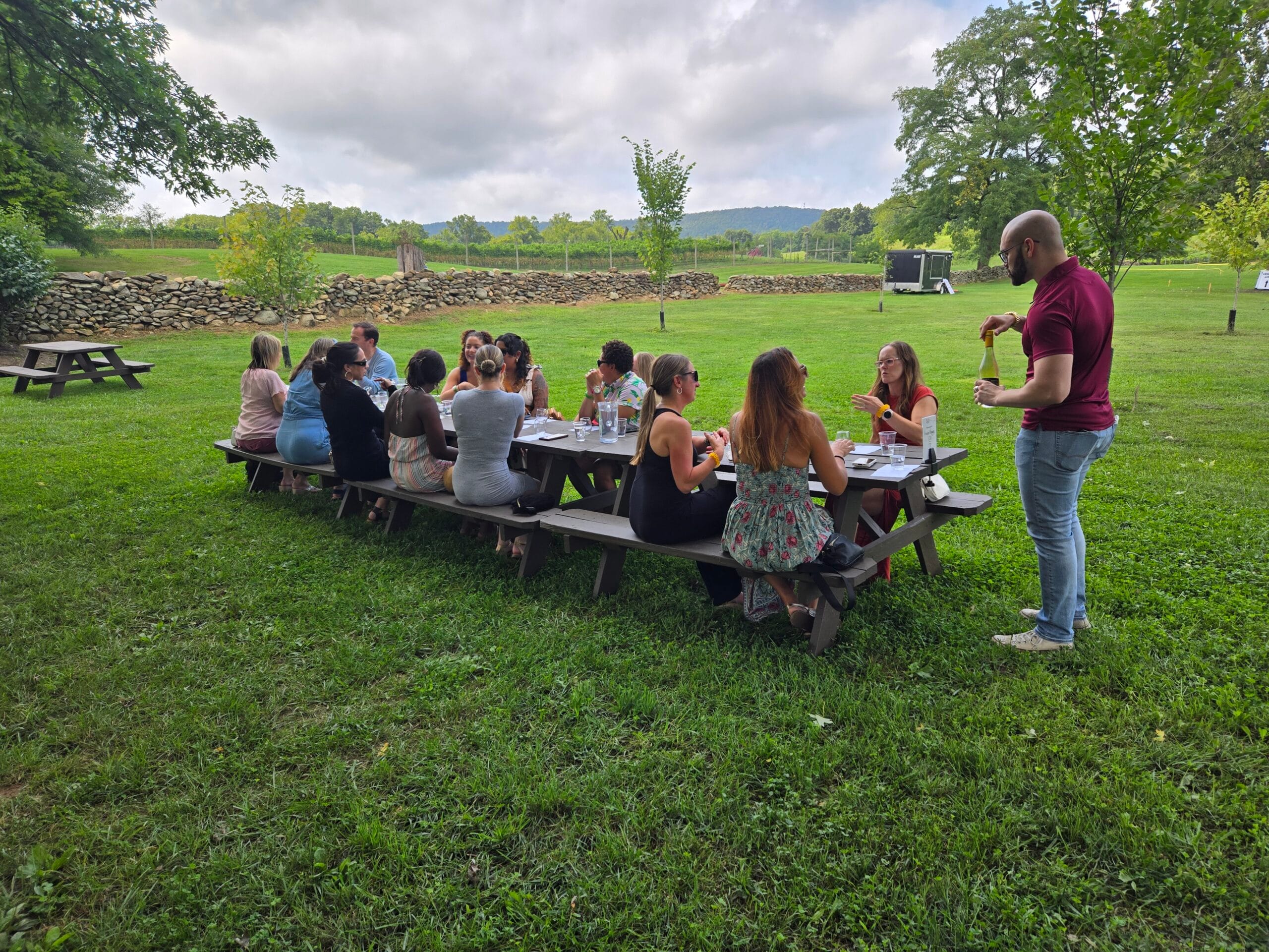 Group of young women celebrating a birthday on a wine tour