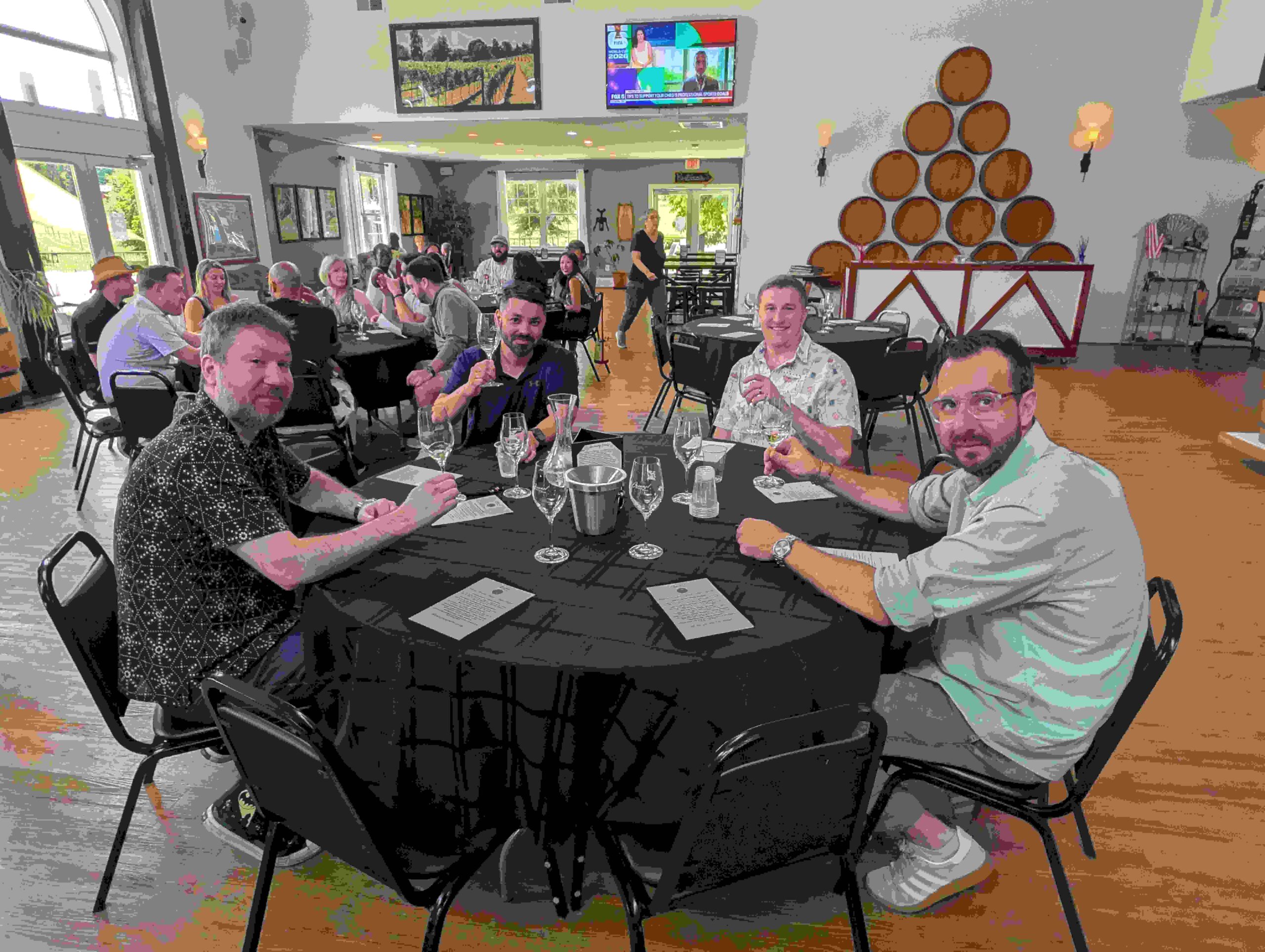 Friends seated together during a private tasting experience