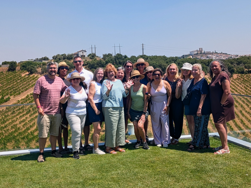 Vineyard Voyages guests gathered in an Alentejo vineyard near Estremoz