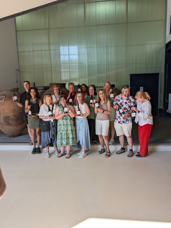 Vineyard Voyages guests raising a closing toast in the Alentejo