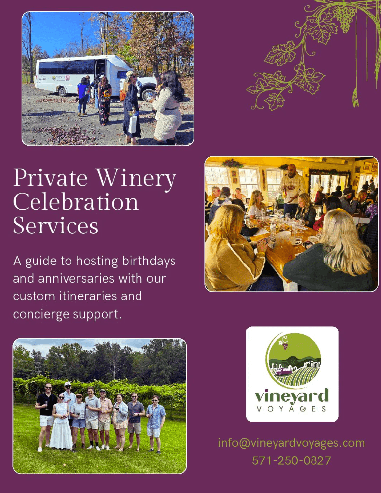 Preview of the Vineyard Voyages Private Winery Celebration Services guide