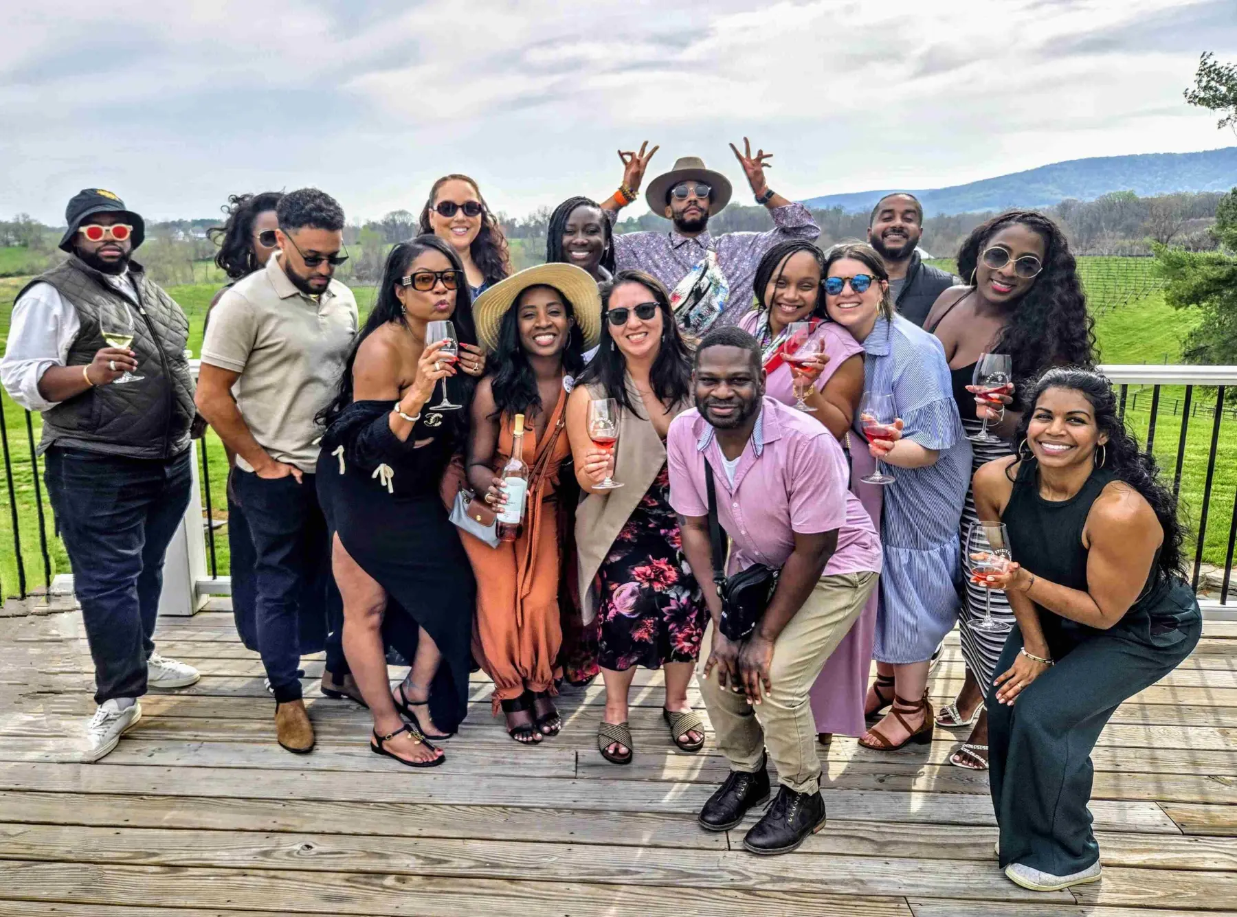 A Vineyard Voyages group enjoying a day together in Virginia wine country