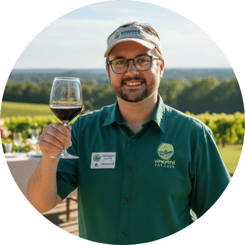 Christian Hoeffel, founder and owner of Vineyard Voyages, at a vineyard