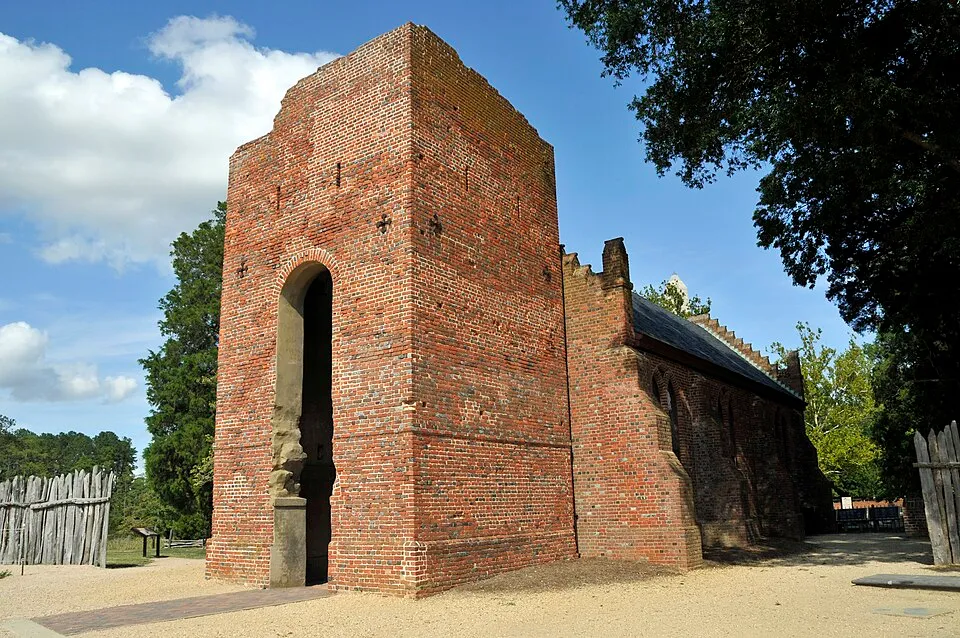 The brick church tower at Historic Jamestowne